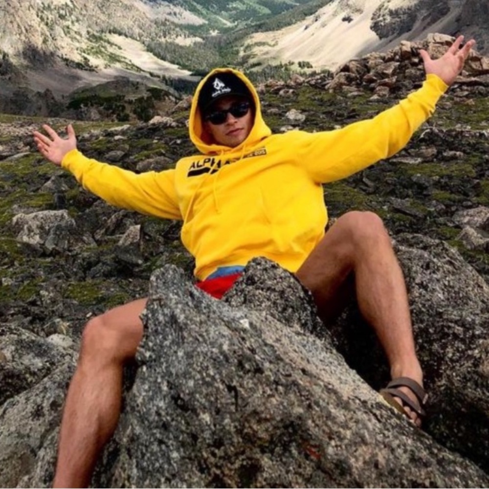 ALPHALETE TACTICAL MEN HOODED SWEATSHIRT HOODIE LONG SLEEVE SHIRT YELLOW SWEATER